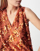 Mouwloze top met pailletten in pompoenkleur &ndash; Dames-7