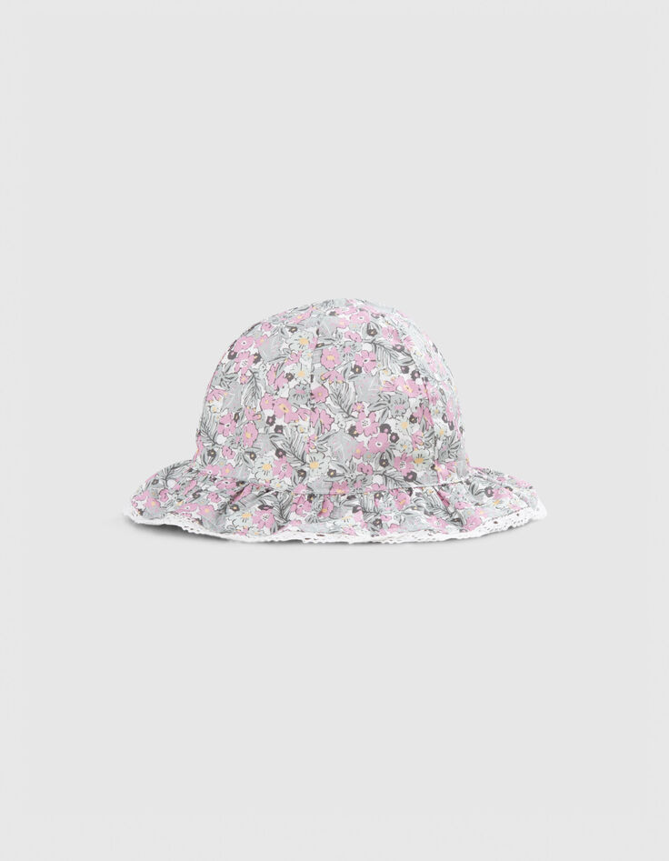 Sombrero caqui estampado florecitas bebé niña-1