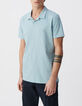 Herrenpoloshirt REGULAR, hellblau, Biowolle, geflammt-2