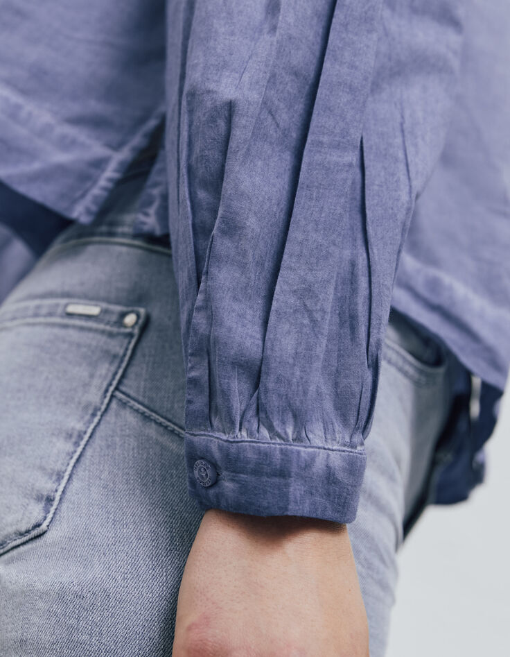 Women’s blue acid-washed blouse with embroidery-6
