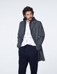 Manteau gris souris à chevrons à capuche Homme-5