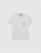 T-shirt gris maille piquée broderie poche garçon-1