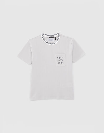 T-shirt gris maille piquée broderie poche garçon - IKKS