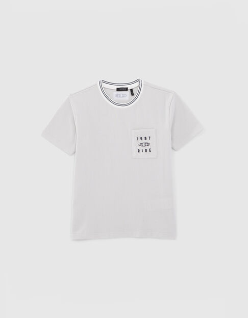 T-shirt gris maille piquée broderie poche garçon - IKKS