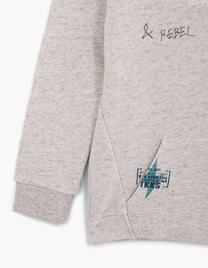 Boys’ light grey embroidery and print organic hoodie - IKKS