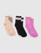 Chaussettes noires, violettes et dorées fille-2