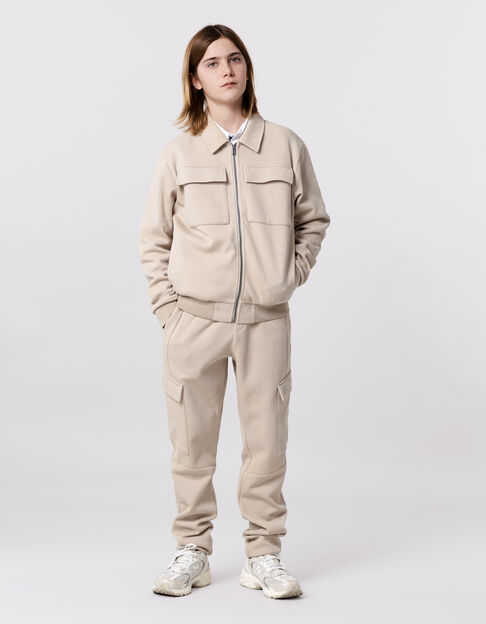 Cárdigan beige cremallera felpa piqué niño - IKKS