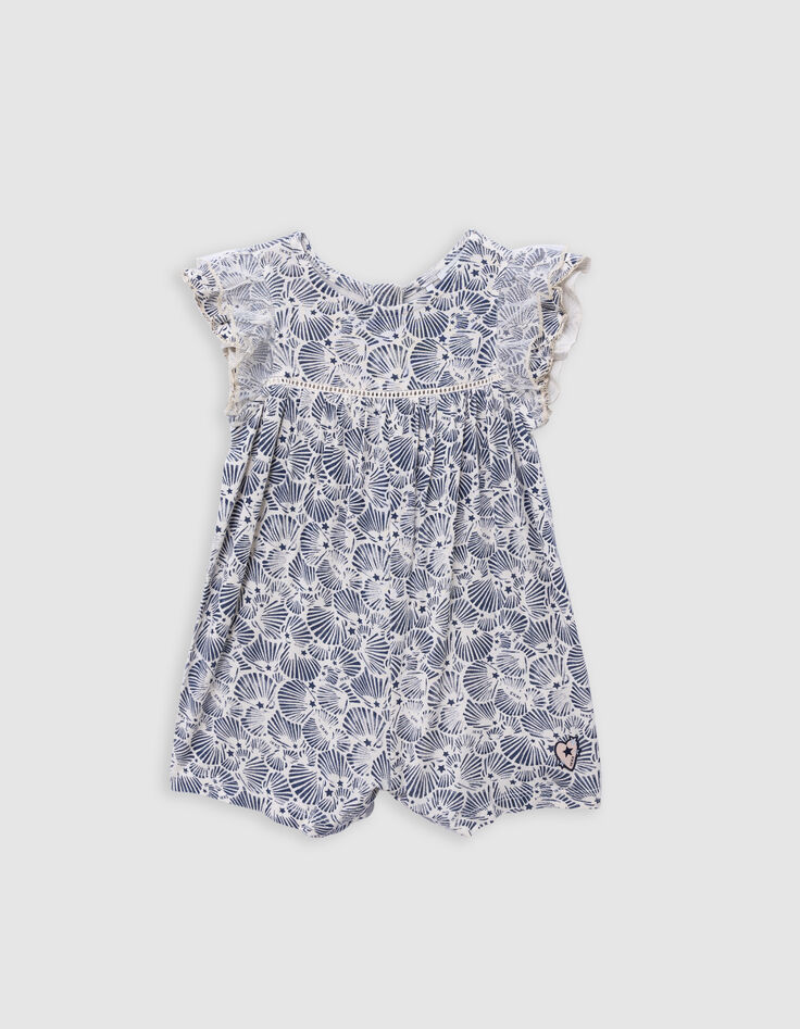 Combi courte imprimé coquillages bébé fille-1