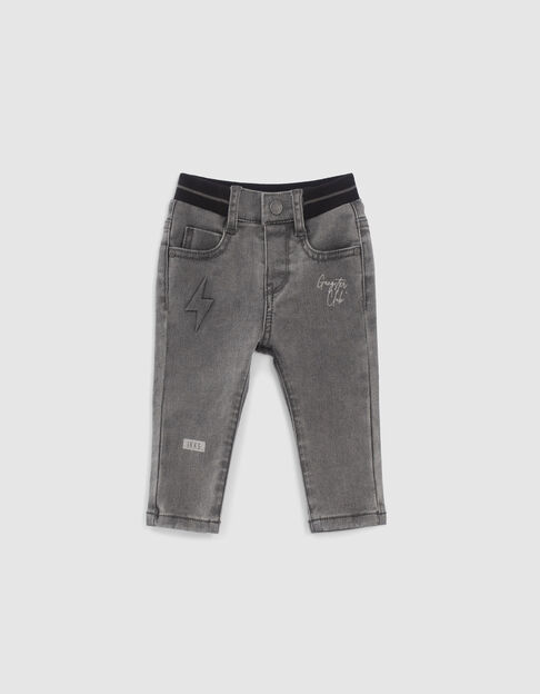 Grijze jeans opdrukken en reliëf babyjongens