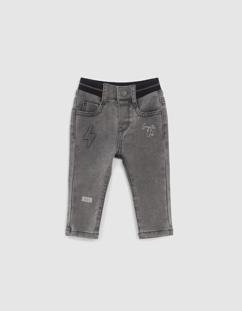 Baby boys’ grey jeans with prints and embossed images - IKKS