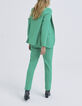 Grüne Damenhose mit hohem Bund-4