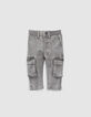 Graue BATTLE-Jeans für Babyjungen, Rippbund an der Taille-1