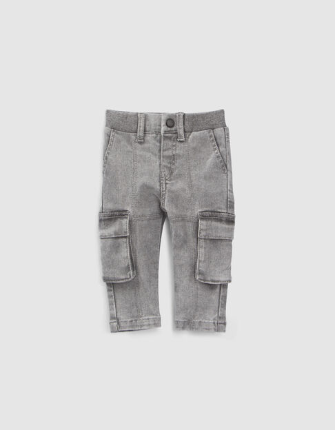 Grijze BATTLE-jeans ribboord-taille babyjongens