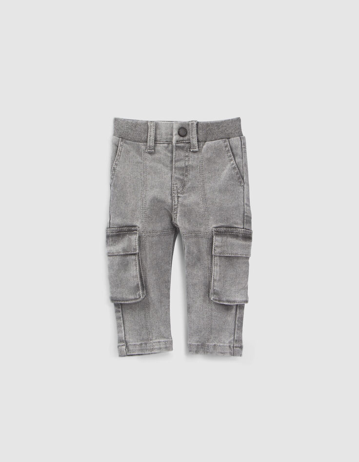 Graue BATTLE-Jeans für Babyjungen, Rippbund an der Taille-1