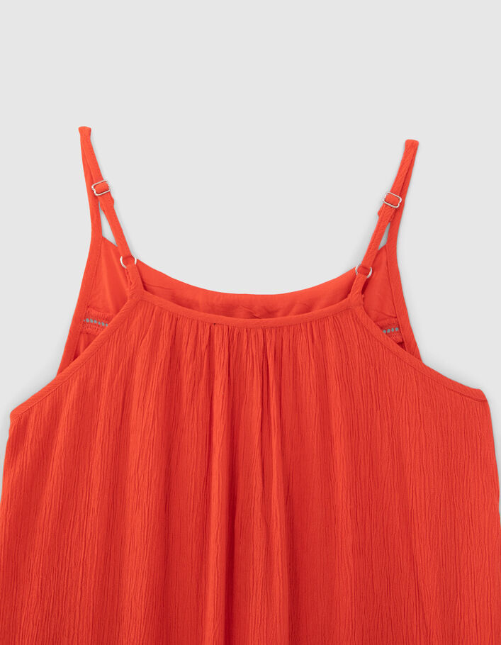 Girls’ red LENZING™ ECOVERO™ dress with spaghetti straps - IKKS