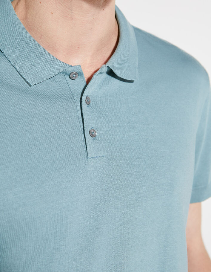 Men’s aqua cotton modal polo shirt