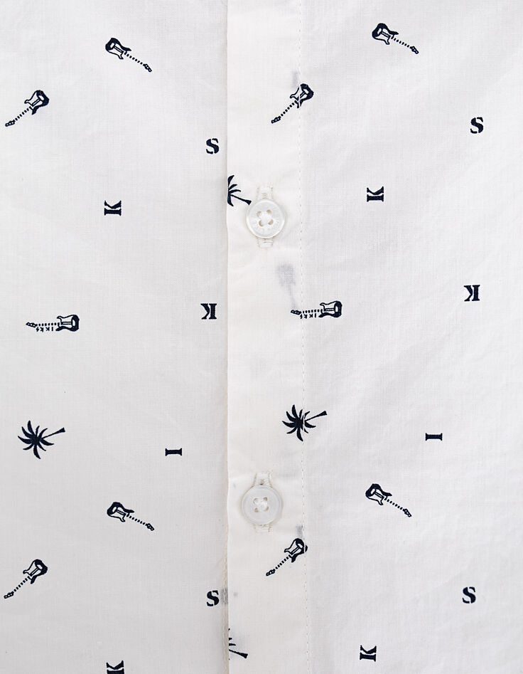 Chemise blanc optique imprimé rock garçon -5 Chemise blanc optique imprimé rock garçon -5
