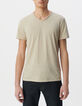 L&lsquo;Essentiel Herren-T-Shirt beige Bio-Baumwolle V-Kragen-2