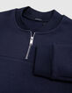 Sudadera azul marino con cuello de peluche para niño-5