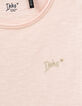 Poederroze T-shirt Essentials met IKKS geborduurd meisjes-3