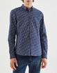 Camisa SLIM azul oscuro estampado vegetal Hombre-2