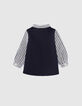 Baby boys’ navy mixed-fabric striped shirt-2