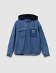 Blauw jeanshemd afneembare kap jongens-4