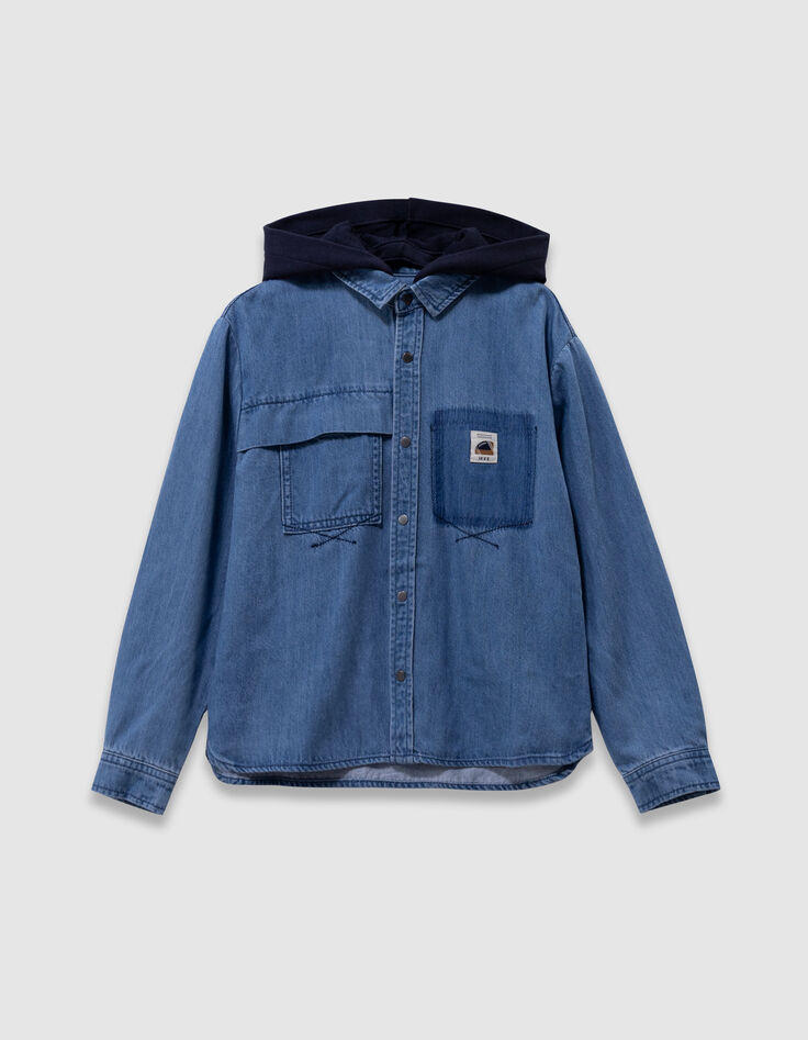 Blauw jeanshemd afneembare kap jongens-4