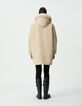 Parka oversize beige à capuche fourrée Femme-3