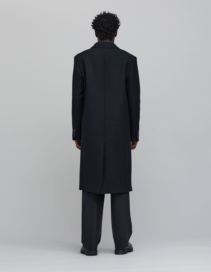 Pure Edition-Abrigo largo de lana negra para hombre-3 Pure Edition-Abrigo largo de lana negra para hombre-3