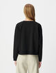 Schwarzes Damen-Oversize-Sweatshirt Stick Streifen Ärmel-3
