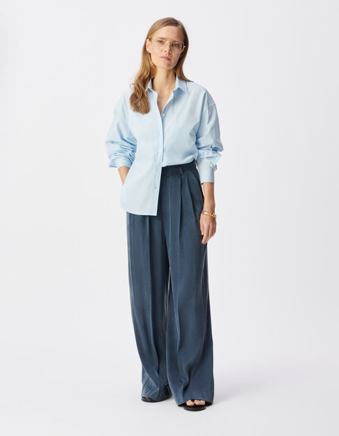 Pantal&oacute;n sastre azul marino mixto Lyocell&reg; de mujer - IKKS