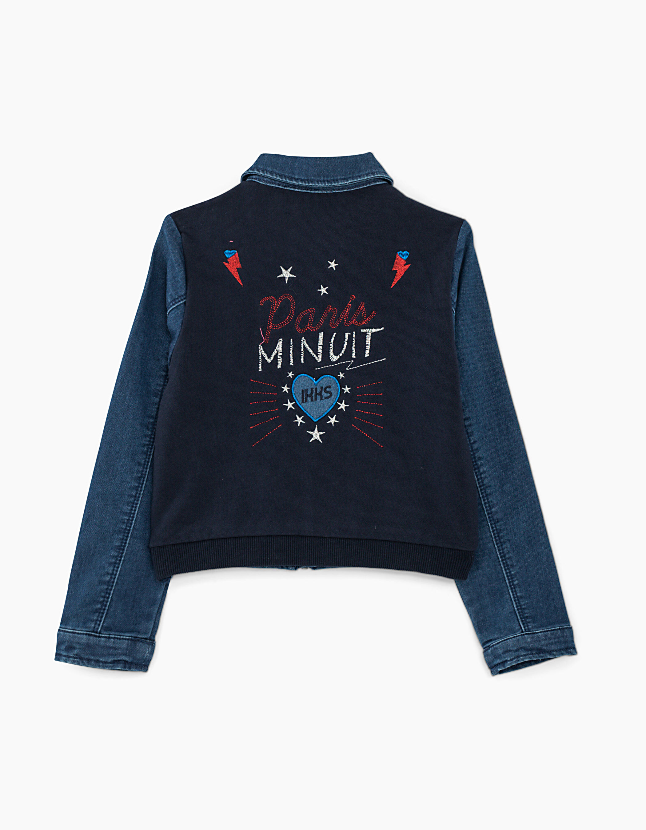 Veste en jean zippee en maille knitlook fille IKKS