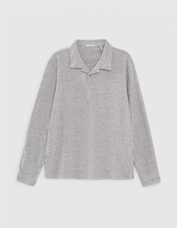 Polo gris medio reciclado cuello trampantojo hombre-7