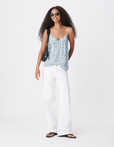 Top caraco fines bretelles bleu motif pois Femme - IKKS