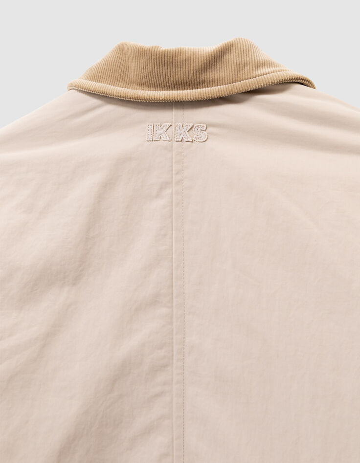 Girls’ beige trench coat with velvet collar-8