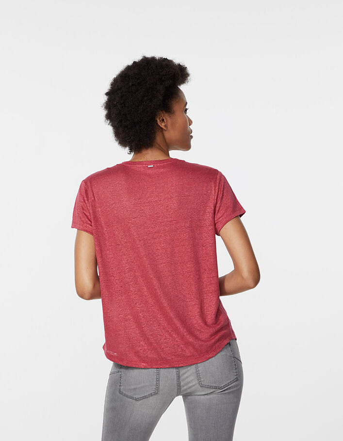 Damen-T-Shirt mit V-Ausschnitt aus Leinen in Foil - IKKS