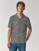 Marineblaues REGULAR-Herrenhemd mit optischem Print-2