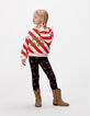 Girls’ red and pink striped sweatshirt with slogan-1