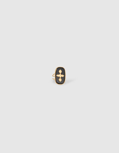 Bague noire avec ornement métal doré Femme - IKKS