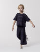 Pull marine tricot fantaisie ajouré fille-2