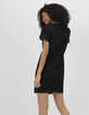 Schwarzes Zipper-Kleid mit Ajourmuster I.Code-4