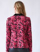Damenchiffonblazer mit rosa Blumenprint und Kragen-3