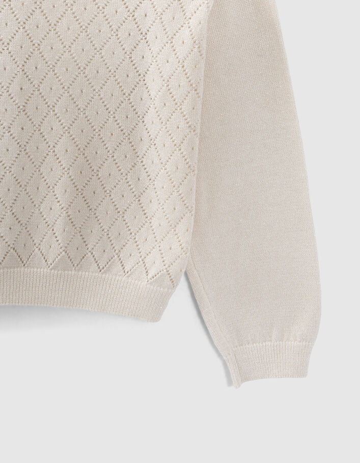Girls’ ecru knit cardigan with decorative lurex on back - IKKS