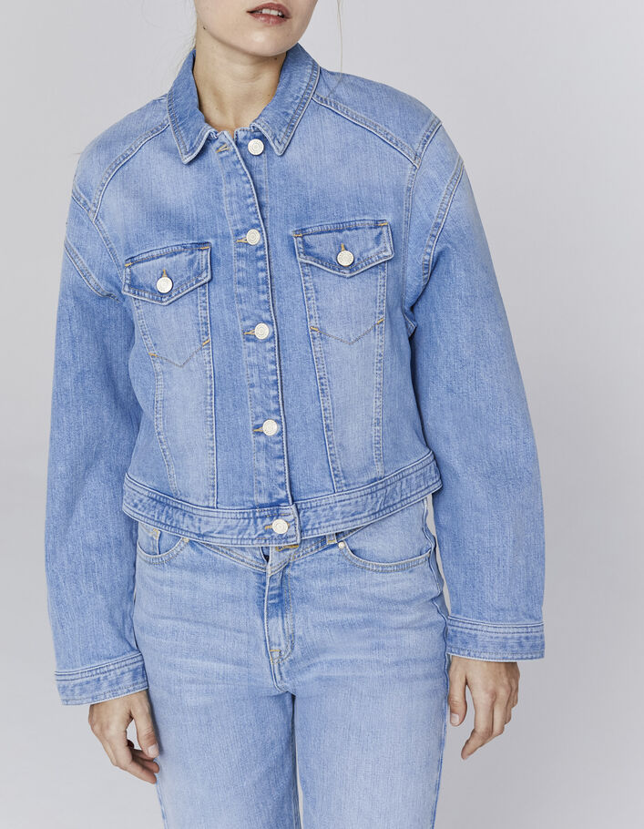 Veste en jean sans manches à épaulettes