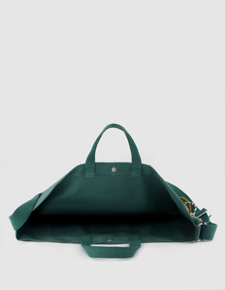 Sac totebag vert toile broderie Femme-6