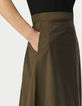 Falda larga caqui tafet&aacute;n mujer-4