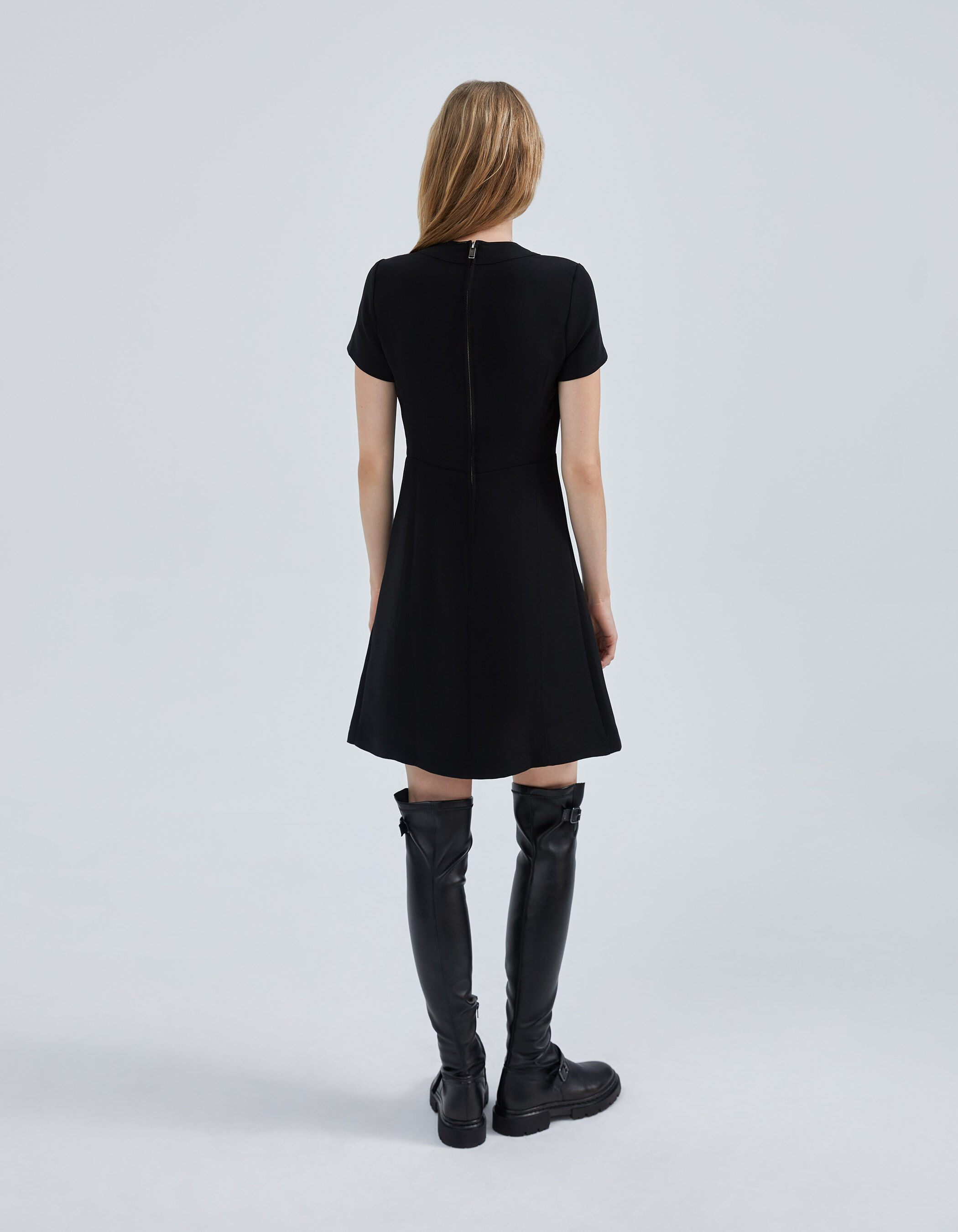 Robe noire recycl e surpiq res ton sur ton Femme