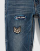 Vaquero slim blue vintage con parches niño -2