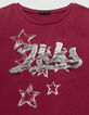 Girls’ burgundy IKKS reversible sequin T-shirt-6